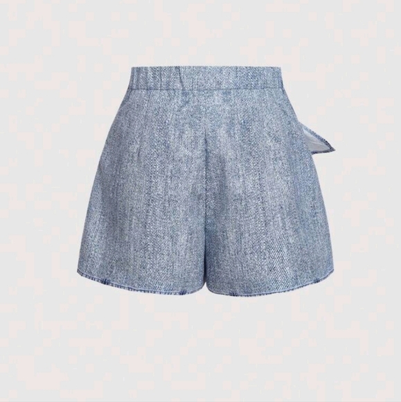Women's High Waist Denim Print Bow Shorts, Casual Shorts - Picture 4 of 4